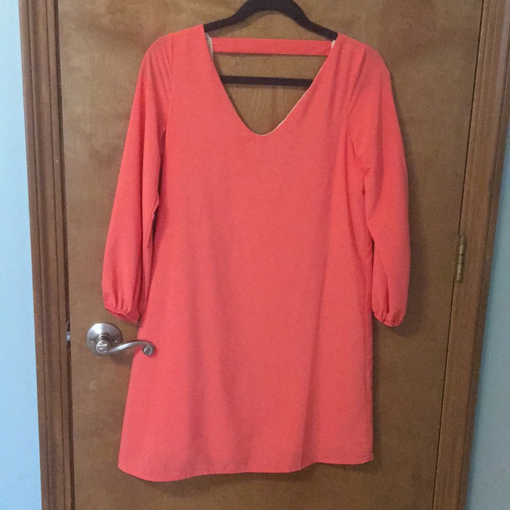 Orange/peach 3/4 sleeve shift dress